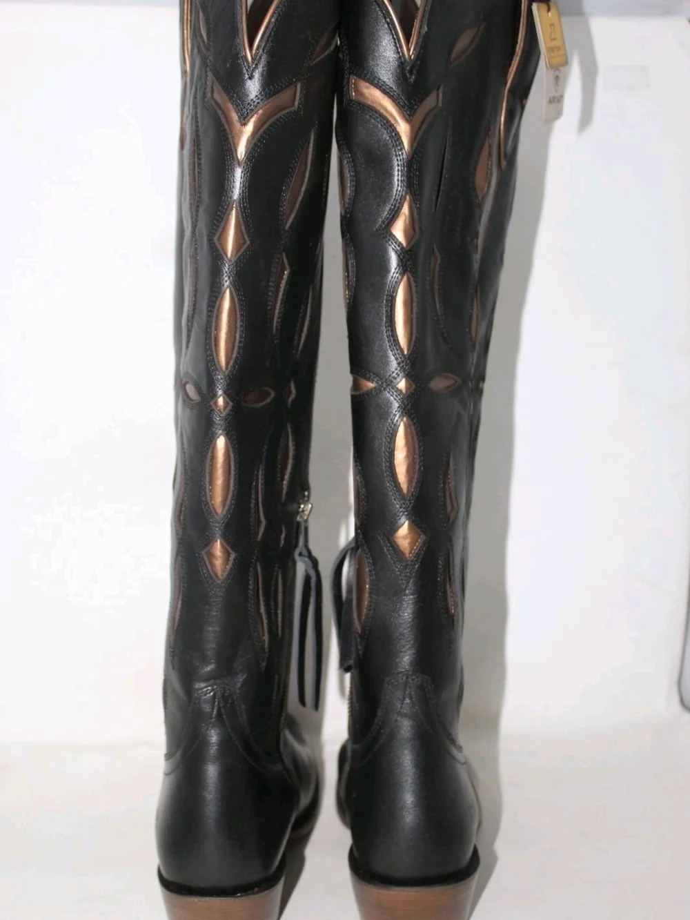 NWT Ariat Saylor Black Leather Cowboy Western Knee High Boots Wide Calf 9